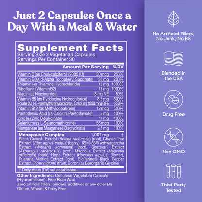 Staying Cool Menopause Supplements for Women - Hot Flash Relief, Weight Support, & Night Sweats - Vitex Chaste Tree & Black Cohosh - 60 Vegetarian Soft Capsules