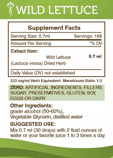 Wild Lettuce Tincture (Lactuca virosa) – High-Potency Herbal Drops, 4 oz | Secrets of the Tribe