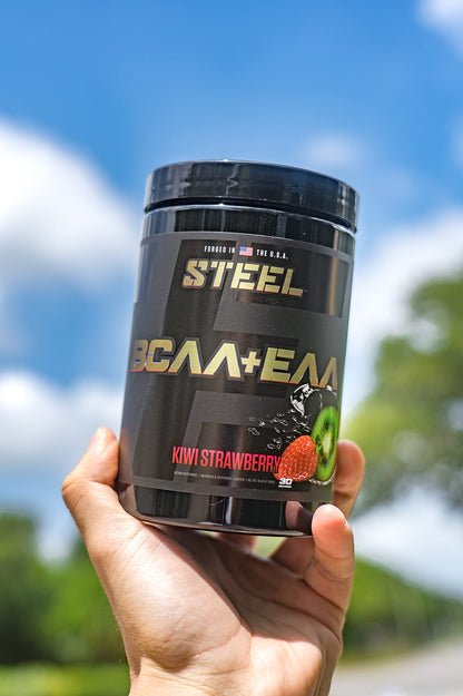 Steel Supplements BCAA EAA Powder Kiwi Strawberry | 2:1:1 for Lean Muscle & Endurance
