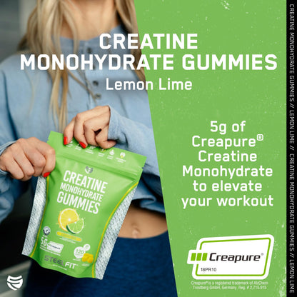 SteelFit Creapure Creatine Monohydrate Gummies – Lemon Lime (120 Gummies) for Muscle Gain, Brain Health & Strength