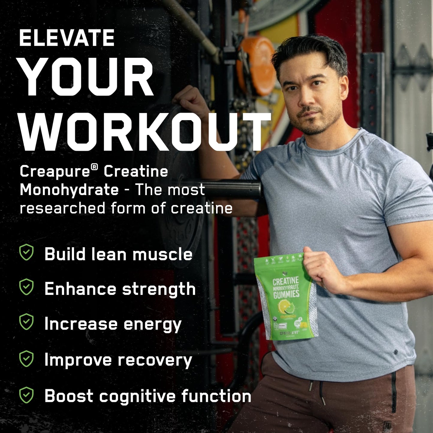 SteelFit Creapure Creatine Monohydrate Gummies – Lemon Lime (120 Gummies) for Muscle Gain, Brain Health & Strength