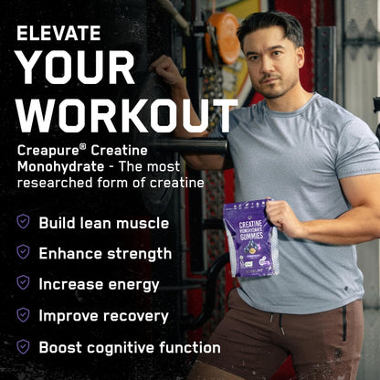 SteelFit Creapure Creatine Monohydrate Gummies for Men & Women - Concord Grape | 120 Gummies