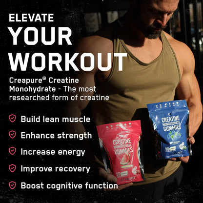 SteelFit Creapure Creatine Gummies - 5g per Serving, Juicy Watermelon, 120 Gummies
