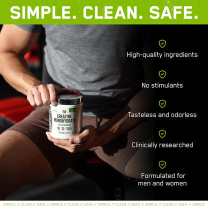 SteelFit Creapure Creatine Monohydrate Powder - Unflavored, German Micronized Creatine