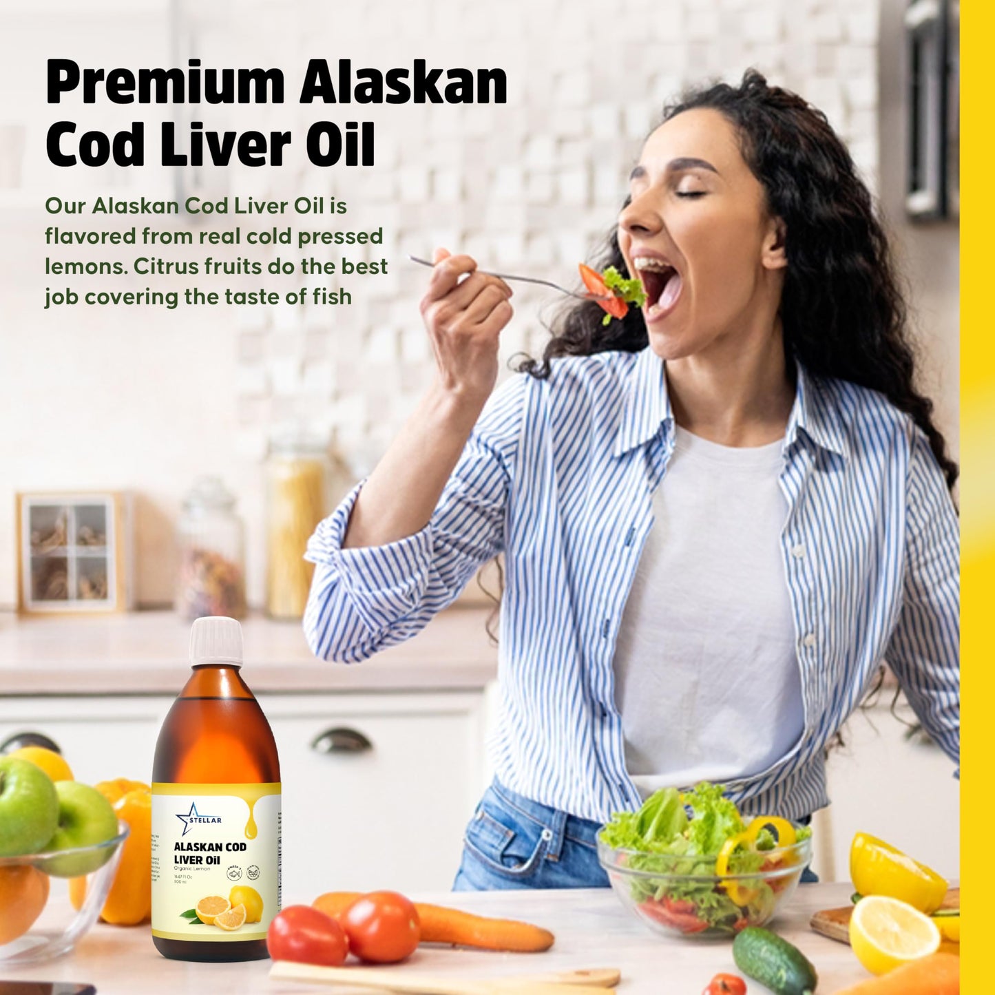 Stellar Alaskan Cod Liver Oil - Organic Lemon, 16.67 oz | Wild-Caught