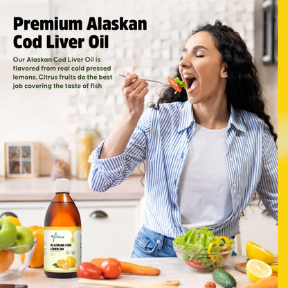 Stellar Alaskan Cod Liver Oil - Organic Lemon, 16.67 oz | Wild-Caught