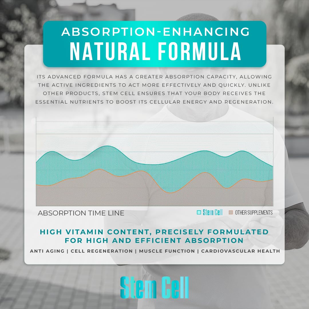 Premium Stem Cell Supplements 1,000mg (360 Caps) – Immunity, Joint Support & Anti-Aging | Spirulina & Chlorella