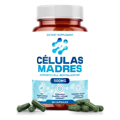 Stem Cell Supplements 500mg – Anti-Aging & Longevity (60 Caps) with Spirulina & Chlorella | Celulas Madre