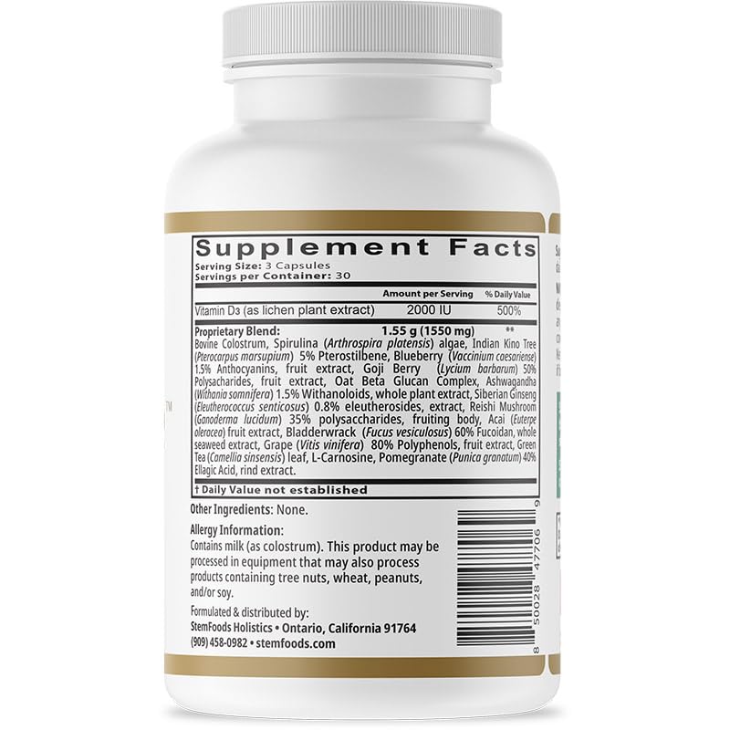 StemAlive - Promotes Stem Cell Nutrition, Function & Health, 90 Capsules, from 100% Natural Sources