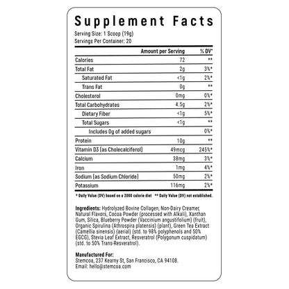 Stemcoa NCR1 – Collagen Powder with Salted Caramel, Cocoa & Resveratrol (Non-GMO, Gluten Free, Keto)