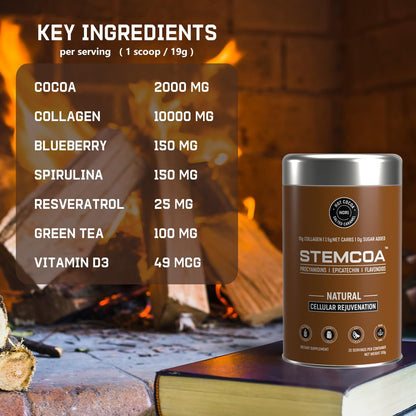 Stemcoa NCR1 – Collagen Powder with Salted Caramel, Cocoa & Resveratrol (Non-GMO, Gluten Free, Keto)