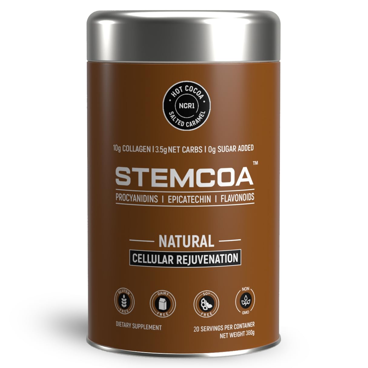 Stemcoa NCR1 – Collagen Powder with Salted Caramel, Cocoa & Resveratrol (Non-GMO, Gluten Free, Keto)