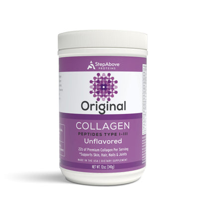 Step Above Proteins Original Collagen Peptides - 12 oz, 100% Natural Bovine Hydrolyzed Type I-III