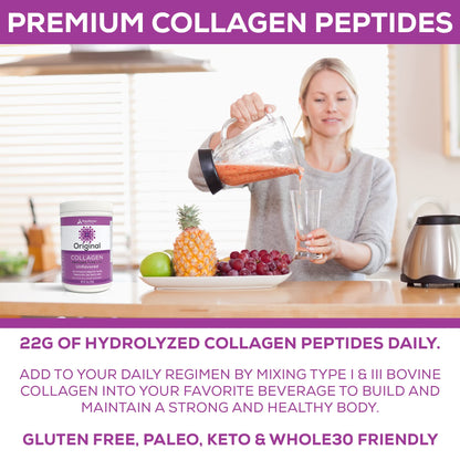 Step Above Proteins Original Collagen Peptides - 12 oz, 100% Natural Bovine Hydrolyzed Type I-III