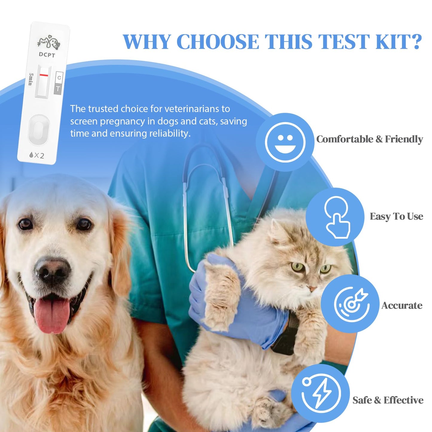 at-Home Dog & Cat Pregnancy Test Kit - 99% Accurate Urine Test for Rapid 5-Minute Results. Easy, Painless, and Reliable Home Testing Solution for Pet Owners