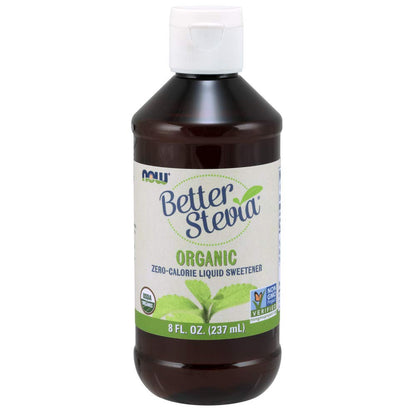 Stevia Extract Organic NOW Foods 8 oz Liquid - Zero-Calorie Sweetener