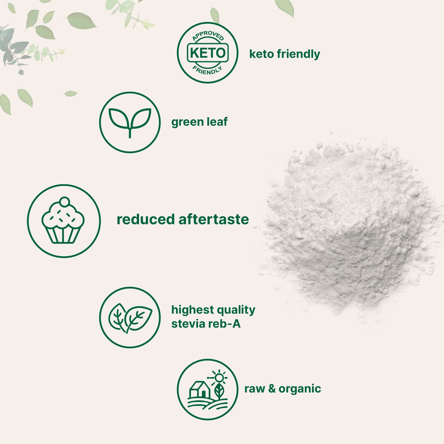 Pure Organic Stevia Powder – 4 oz, Reb-A Green Leaf Extract, Zero Calorie, Keto Friendly