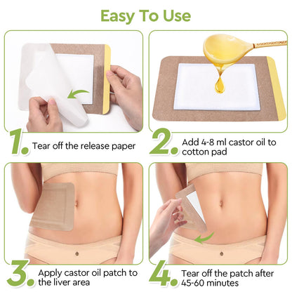 STFOCE 20pcs Castor Oil Pack Wrap – Self-Adhesive, No Leakage, 7.9 x 5.5 in