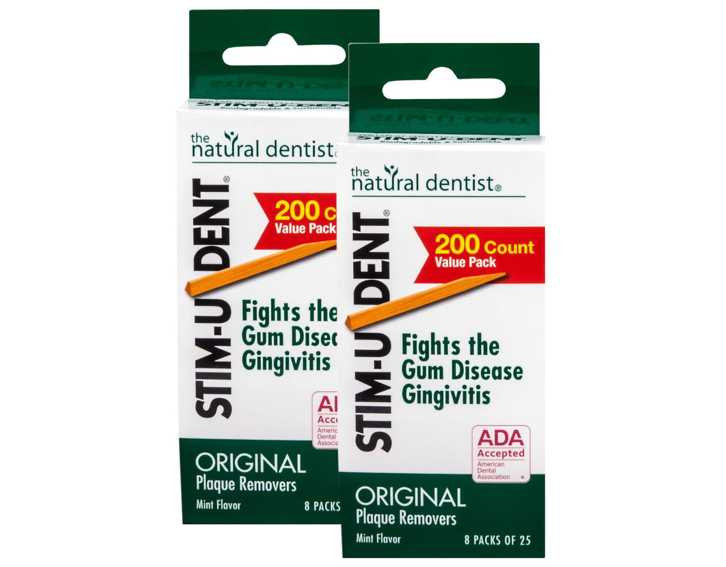 STIM-U-DENT Plaque Removers – Mint, 8 pk x 25 ea (Pack of 2) | ADA Accepted