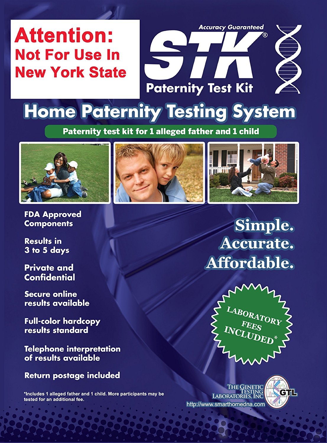 STK Paternity Test Kit – All Lab Fees Included, Free Return Mailer, 99.999% Accurate (2-Person)