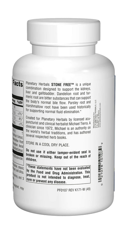 Planetary Herbals Stone Free 820 mg - Herbal Kidney & Gallbladder Support (180 Tablets)