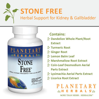 Planetary Herbals Stone Free 820 mg - Herbal Kidney & Gallbladder Support (180 Tablets)