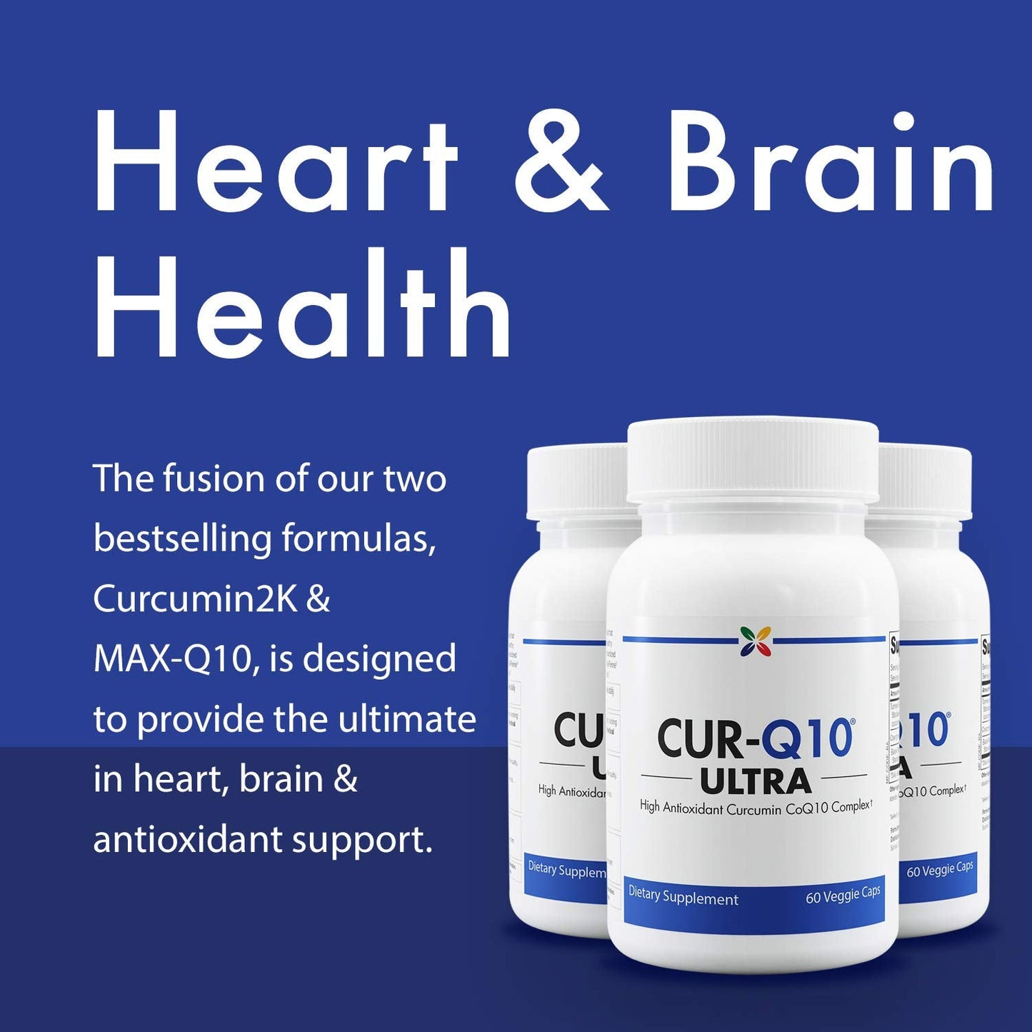 Stop Aging Now CUR-Q10 Ultra Complex - Curcumin2K & MAX-Q10, 60 Vcaps (3 Pack)