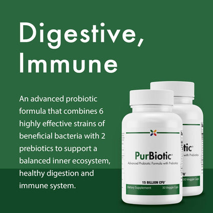 Stop Aging Now PurBiotic 15B CFU PROWPT – Probiotic with Prebiotics, 30 Veggie Caps