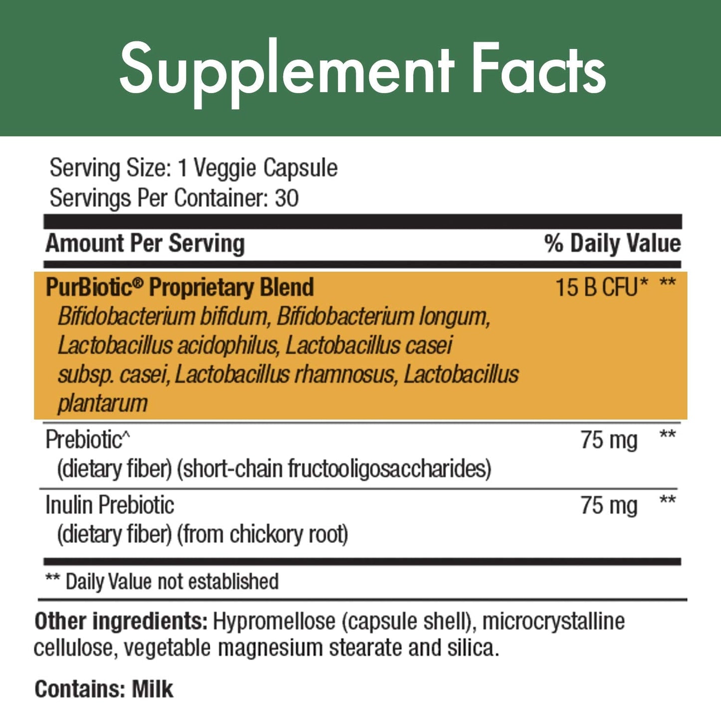 Stop Aging Now PurBiotic 15B CFU PROWPT – Probiotic with Prebiotics, 30 Veggie Caps