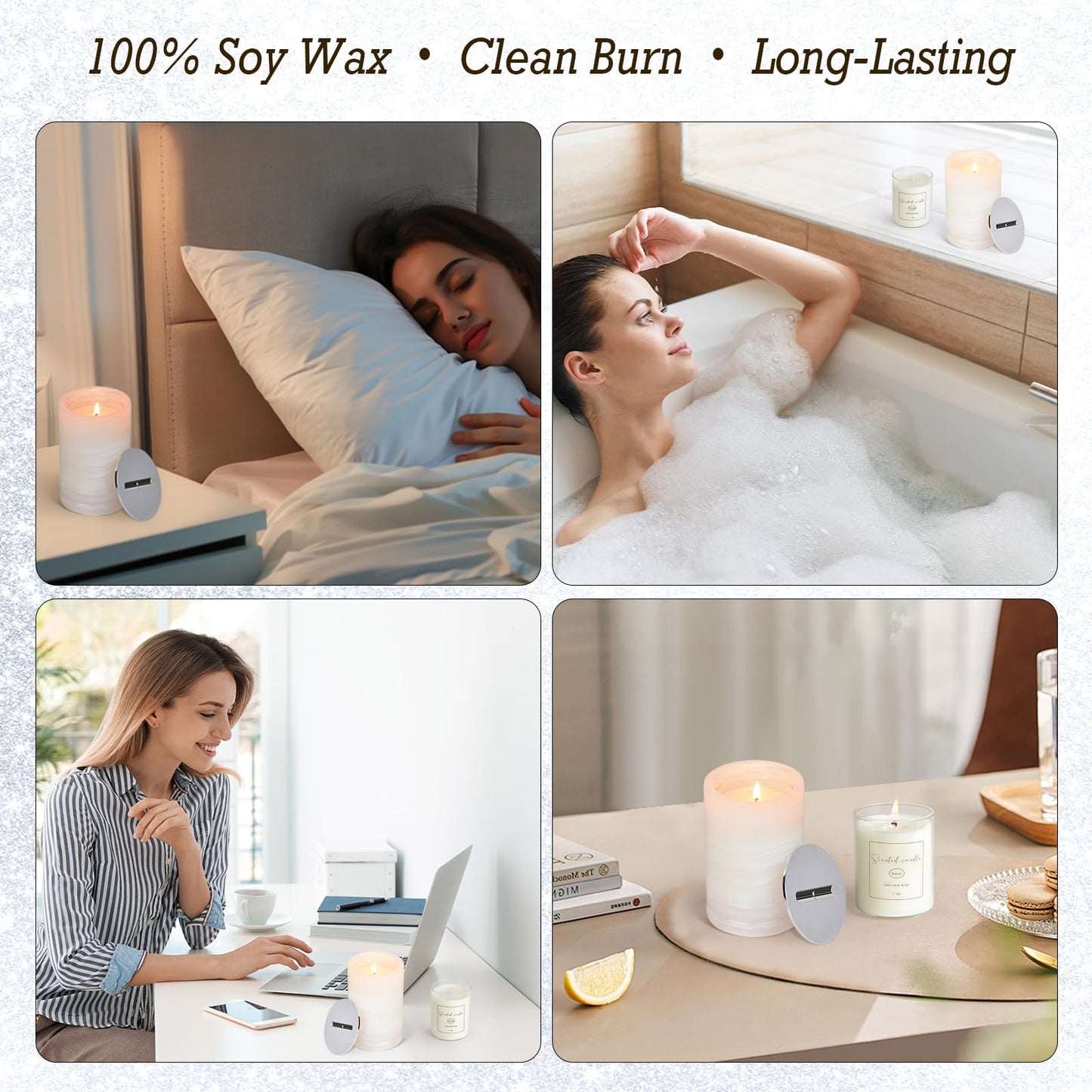 Story of Stone Refillable Marble Candle — Lemon & Vanilla Soy Wax with Glass Inserts