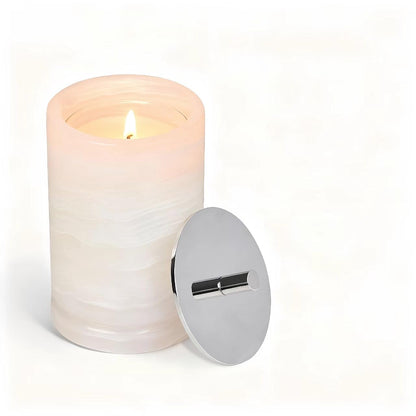 Story of Stone Refillable Marble Candle — Lemon & Vanilla Soy Wax with Glass Inserts