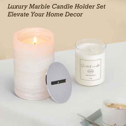 Story of Stone Refillable Marble Candle — Lemon & Vanilla Soy Wax with Glass Inserts