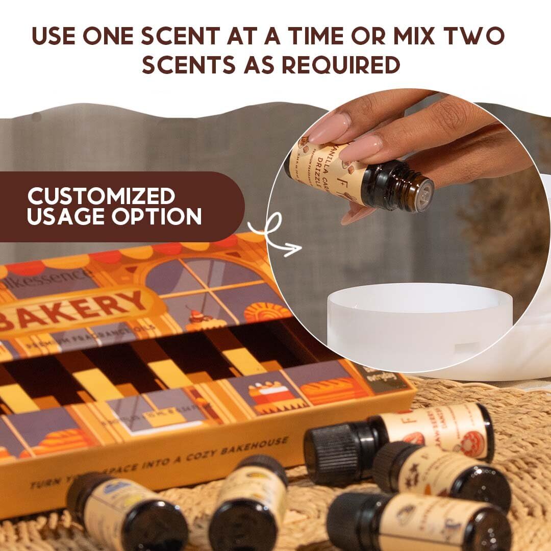 Folkulture Christmas Essential Oils for Home | Set of 6 (0.34 fl oz x 6) Bakery Essential-Oil for Diffuser, Relaxation | Strawberry, Vanilla Essential Oil for Aromatherapy | Christmas Gifts for Women