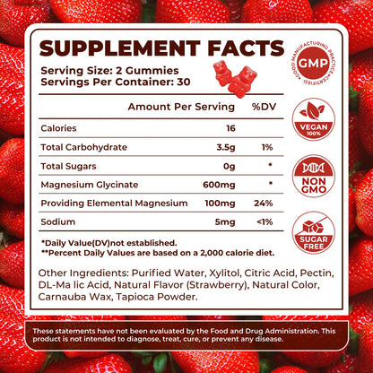 Magnesium Glycinate Gummies 600mg – Sugar Free, High Absorption