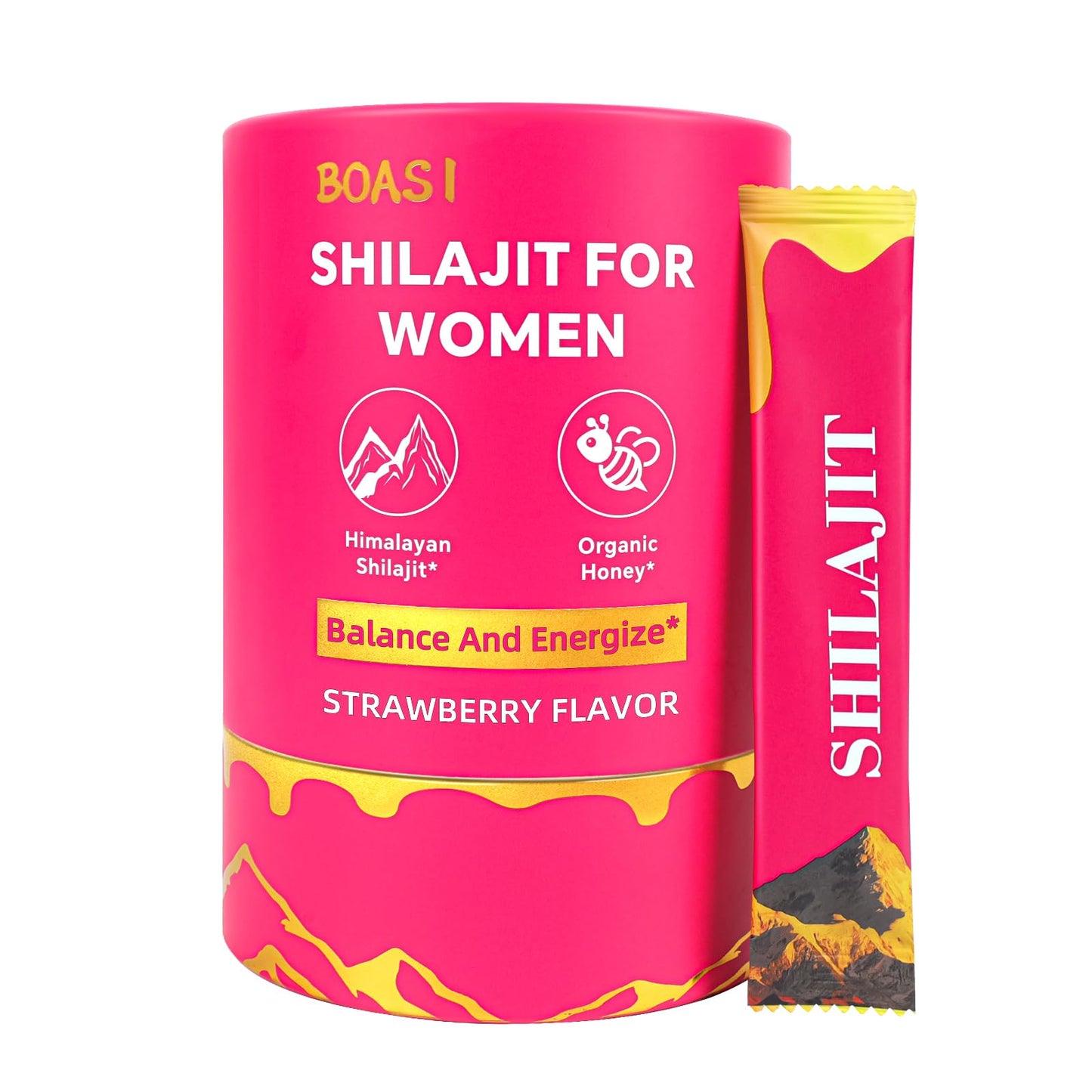 Strawberry Shilajit Honey Sticks for Women | Hormonal Balance & Energy