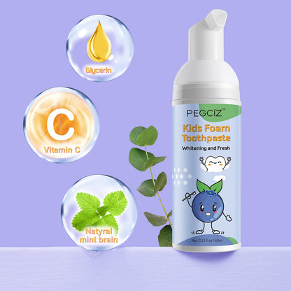 Kids Foam Toothpaste with Fruit Flavor - Anti-Cavity Formula (2x60ml)