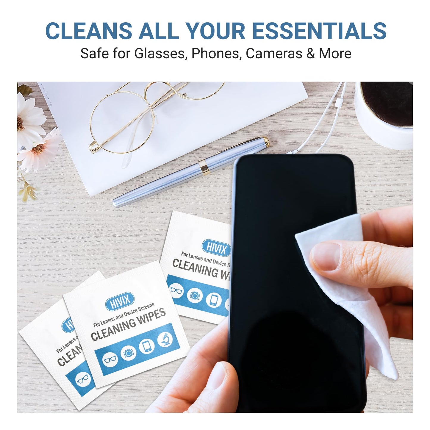 250 Count Lens Wipes – Individually Wrapped (2.4 x 4.7 in) for Glasses & Screens