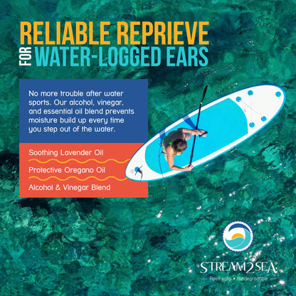 Stream2Sea Water Sport Ear Rinse for Swimmers, Divers & Surfers | Biodegradable Natural Ear Drops