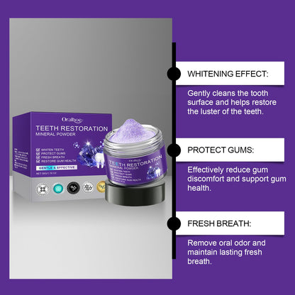 2Pcs Teeth Restoration Mineral Powder - Purple Whitening Mineral Powder for Fresh Breath, Strengthens Teeth & Gums - Gentle & Non-Irritating