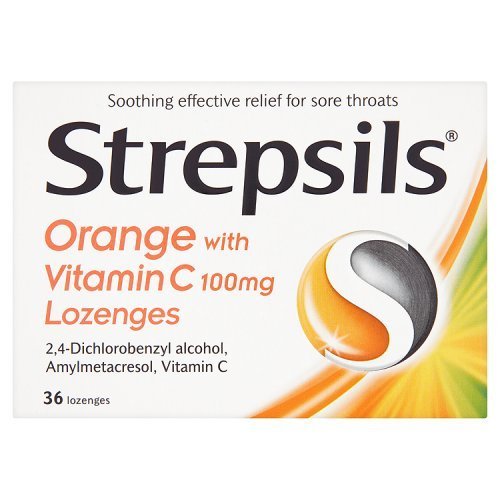 Strepsils Orange with Vitamin C 100mg – 36 Lozenges | Strepsils