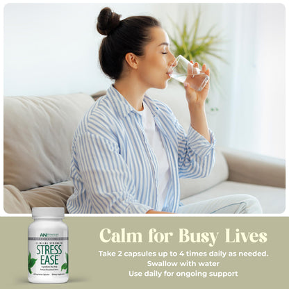 Vitality C American Nutriceuticals Stress Ease - Theanine Stress Balance Supplement for Calming, Mood Support & Cortisol Reduction