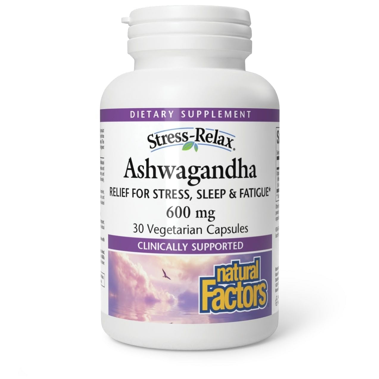Stress-Relax KSM-66 Ashwagandha 600 mg by Natural Factors – 30 Vegetarian Capsules (30 Servings) & 60 Capsules