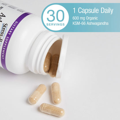 Stress-Relax KSM-66 Ashwagandha 600 mg by Natural Factors – 30 Vegetarian Capsules (30 Servings) & 60 Capsules