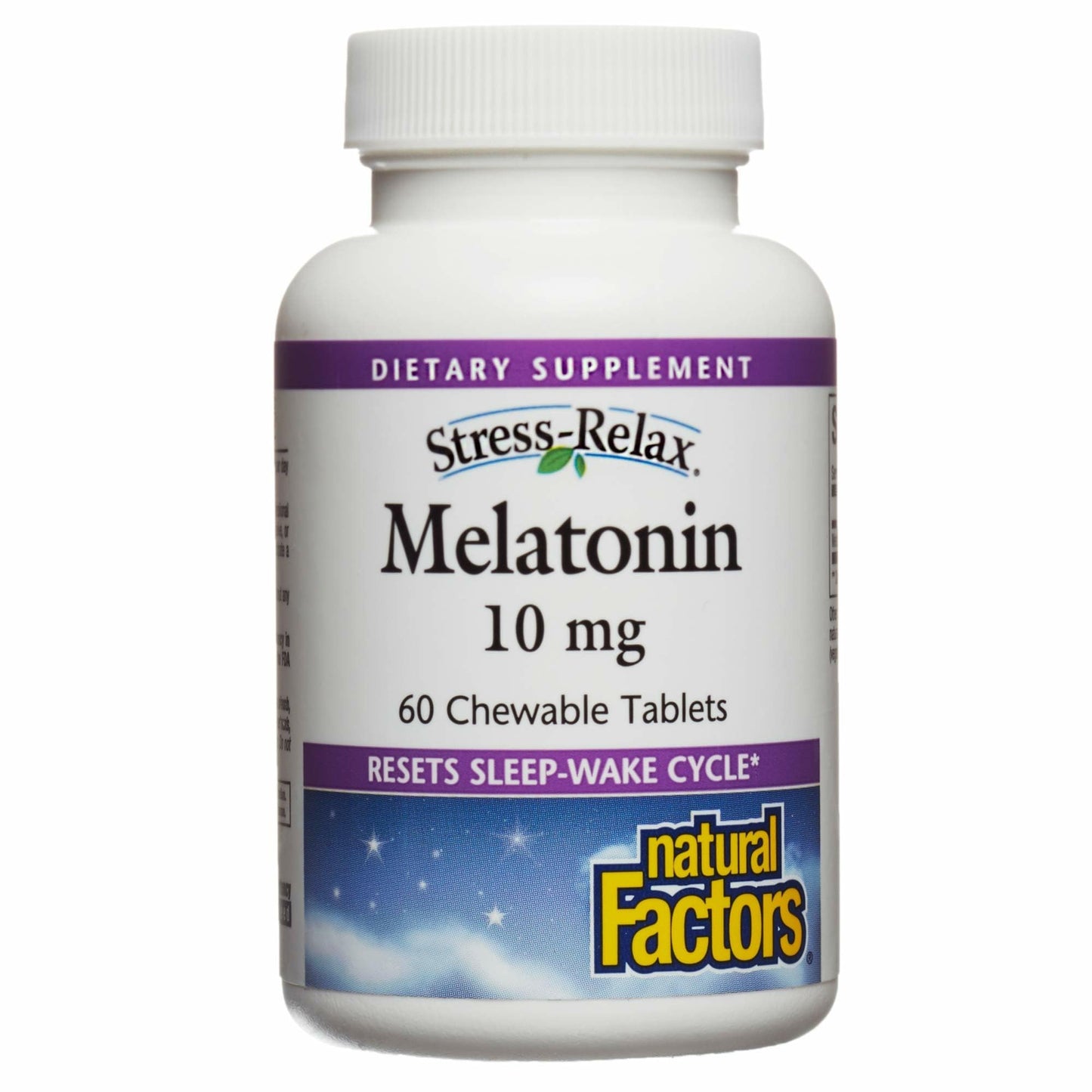 Stress-Relax Melatonin 10 mg by Natural Factors | Peppermint Sleep Aid (60 Chewables)