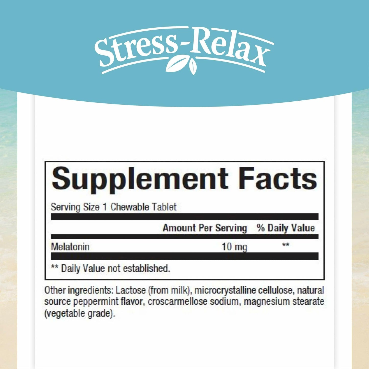 Stress-Relax Melatonin 10 mg by Natural Factors | Peppermint Sleep Aid (60 Chewables)