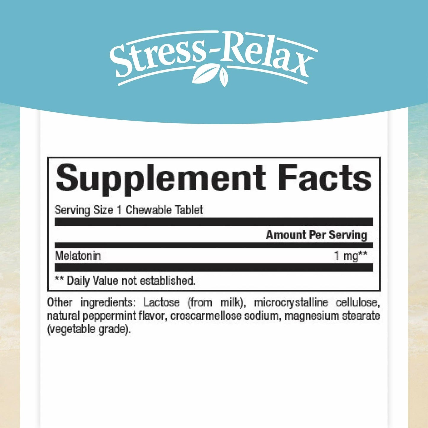 Stress-Relax Melatonin 1 mg – Natural Sleep Aid, Peppermint Flavor (180 Chewables)