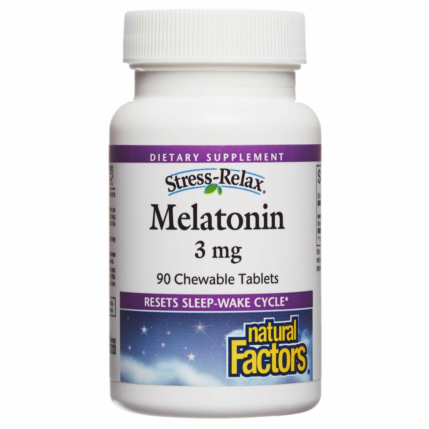 Natural Factors Stress-Relax Melatonin 3 mg – Sleep Aid, 90 Peppermint Chewable Tablets, Resets Sleep-Wake Cycle