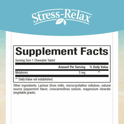 Natural Factors Stress-Relax Melatonin 3 mg – Sleep Aid, 90 Peppermint Chewable Tablets, Resets Sleep-Wake Cycle