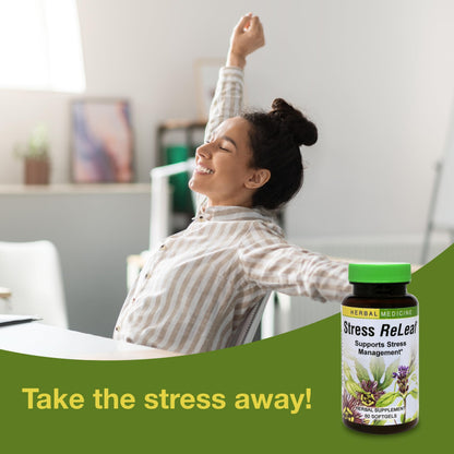Herbs Etc. Stress ReLeaf - Herbal Stress Support Supplement | Relaxation & Gluten-Free | 60 Softgels (60 Servings)