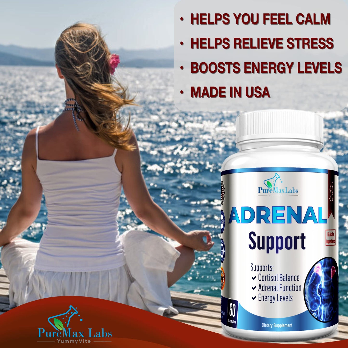 Adrenal Support — Cortisol Manager & Adrenal Health with Ashwagandha & L-Tyrosine | 60 Capsules